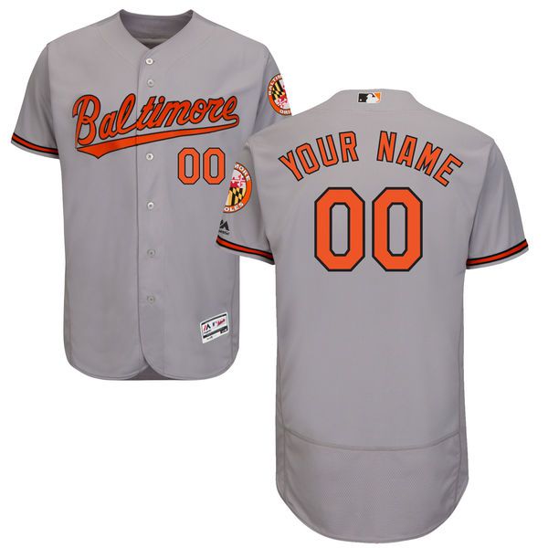 Men Baltimore Orioles Majestic Road Gray Flex Base Authentic Collection Custom MLB Jersey